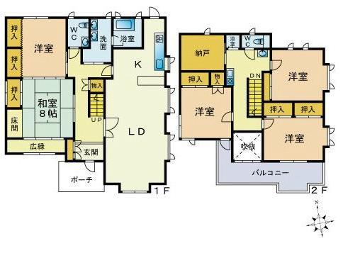Floor plan. 24,800,000 yen, 5LDK + S (storeroom), Land area 232.15 sq m , Building area 175.15 sq m