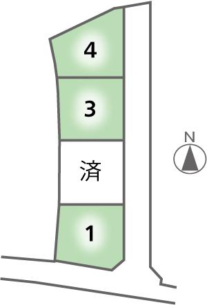 Compartment figure. Land price 7,463,000 yen, Land area 176.26 sq m all four sections of the subdivision