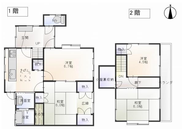 Floor plan. 9.8 million yen, 4DK, Land area 176.48 sq m , Building area 80.45 sq m