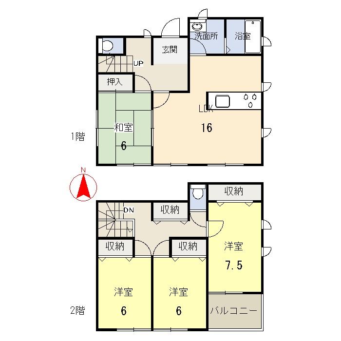 Floor plan. 26,800,000 yen, 4LDK, Land area 150.02 sq m , Building area 105.99 sq m (north) Rendering