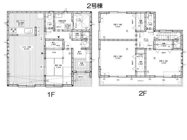 Floor plan. (No. 2), Price 27,800,000 yen, 4LDK, Land area 191.6 sq m , Building area 104.33 sq m