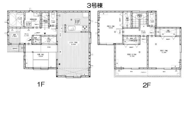Floor plan. (No. 3), Price 27,800,000 yen, 4LDK, Land area 176.57 sq m , Building area 104.33 sq m
