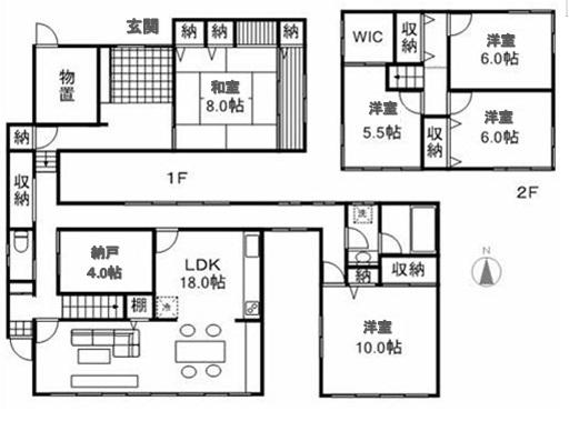 Floor plan. 21 million yen, 5LDK + S (storeroom), Land area 270 sq m , Building area 168.46 sq m