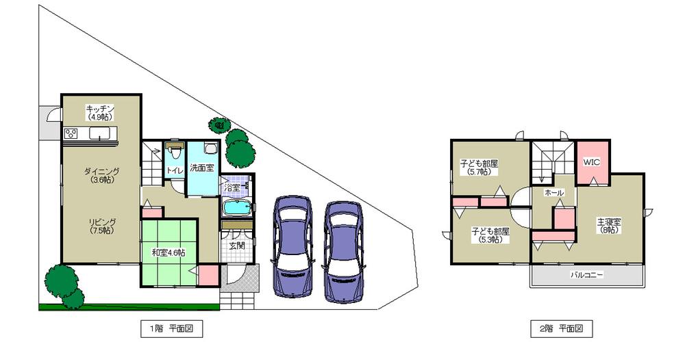 Building plan example (floor plan). This reference plan, In accordance with the conditions of the residential land is what I tried to create a plan to Nari our. Or sell a house of this plan, It does not require these plans during construction. Total floor area of ​​101.36 sq m (30.66 square meters)