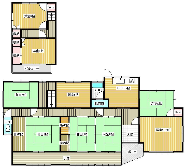 Floor plan. 14.6 million yen, 9DK, Land area 375.68 sq m , Building area 196.81 sq m