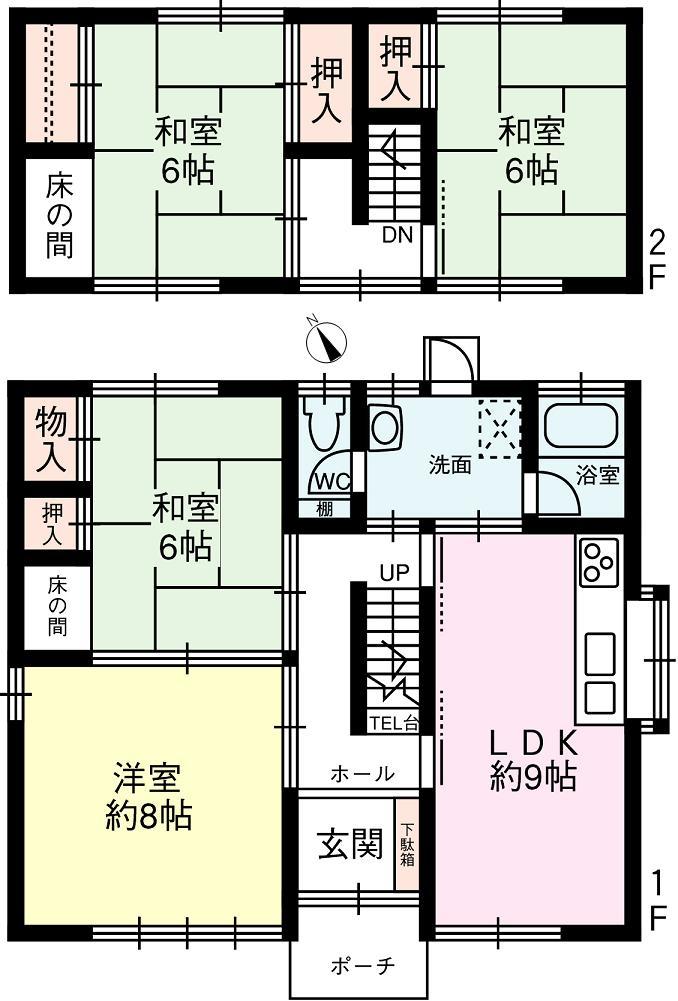 Floor plan. 13.8 million yen, 4LDK, Land area 157.76 sq m , Building area 88.61 sq m