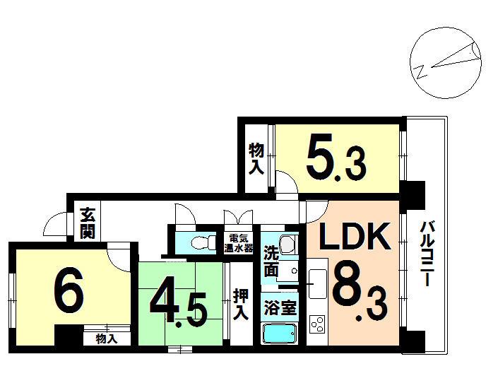 Floor plan. 3LDK, Price 6.2 million yen, Occupied area 59.62 sq m , Balcony area 8.1 sq m