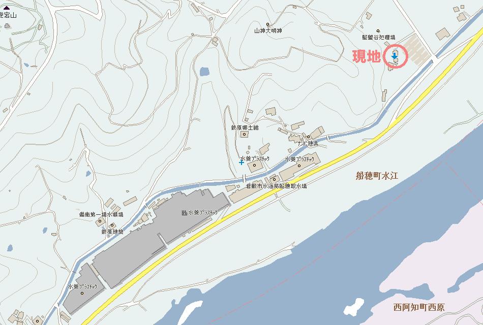Local guide map. Past the Funao Bridge, About 1 minute from Suiryo plastic to the northeast by car