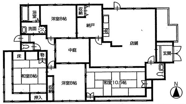 Floor plan. 45 million yen, 4LDK + S (storeroom), Land area 400.51 sq m , Building area 163.49 sq m