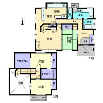Floor plan. 13,900,000 yen, 3LDK+S, Land area 176.78 sq m , Is a floor plan of the building area 106.12 sq m storage has been enhanced. 