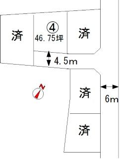 Compartment figure. Land price 5,109,000 yen, It is a land area 154.55 sq m compartment split view. 