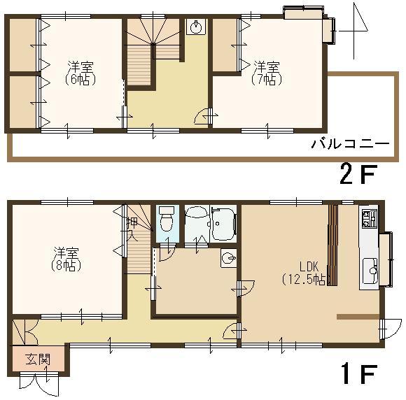 Floor plan. 12.8 million yen, 3LDK, Land area 235.75 sq m , Building area 106.04 sq m