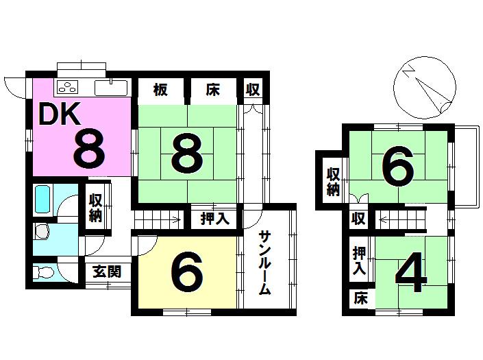 Floor plan. 7.5 million yen, 4DK, Land area 334.36 sq m , Building area 83.63 sq m