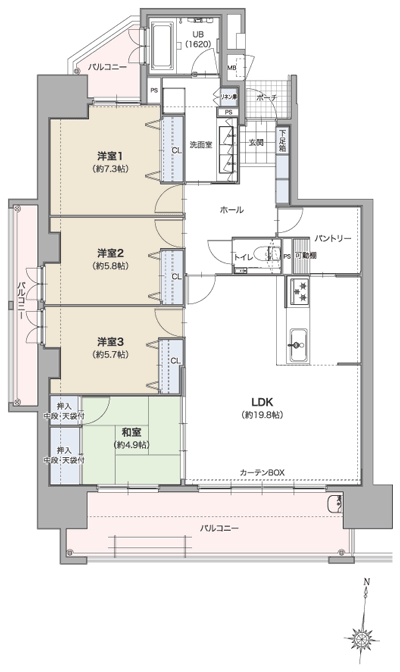 Floor: 4LDK + pantry, occupied area: 102.91 sq m, Price: 32,800,000 yen ~ 39,400,000 yen