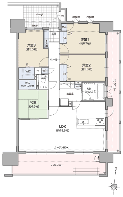 Floor: 4LDK + WIC, the occupied area: 92.47 sq m, Price: 34,400,000 yen ~ 35,600,000 yen
