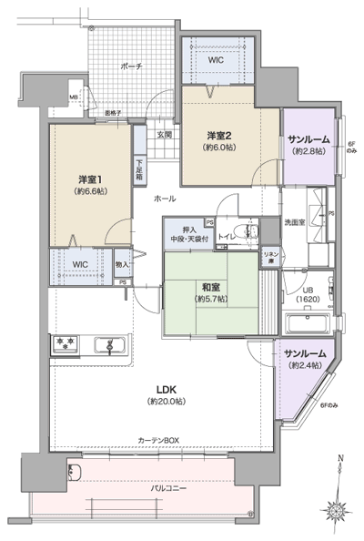 Floor: 3LDK + 2WIC + 2 solarium, occupied area: 99.91 sq m, Price: 36,200,000 yen ~ 37,700,000 yen