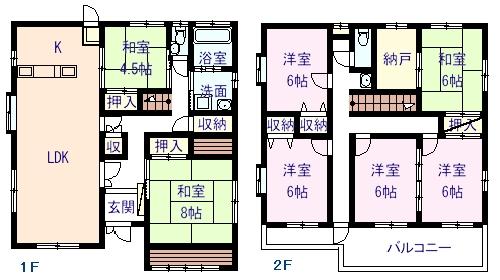 Floor plan. 35 million yen, 7LDK + S (storeroom), Land area 206.09 sq m , Building area 174.17 sq m