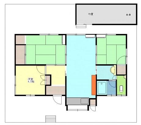 Floor plan. 4.8 million yen, 3LDK, Land area 206.22 sq m , Building area 57.13 sq m