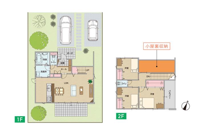 Other building plan example. Building plan example (No. 1 point) Building price 17.6 million yen, Building area 88.00 sq m Exterior construction (planting ・ Parking Doma ・ Terrace, etc.) ・ Furniture is not included. 