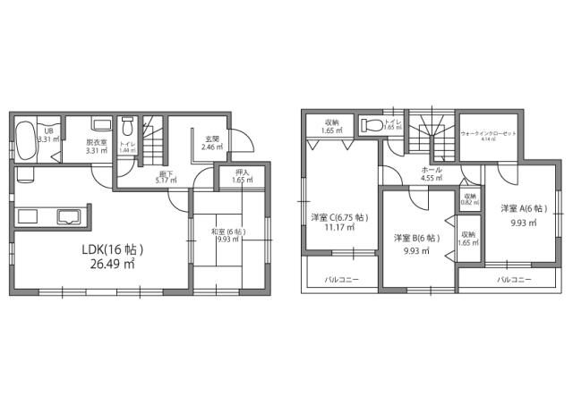 Floor plan. (Building 2), Price 28.8 million yen, 4LDK+S, Land area 165.46 sq m , Building area 103.92 sq m