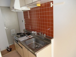 Kitchen. Red tile is cute