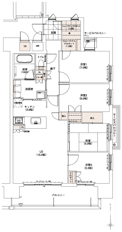 Floor: 4LDK + Wic + Sic, the area occupied: 96.5 sq m, Price: 39,300,000 yen ~ 46,100,000 yen