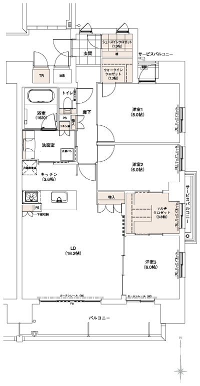 Floor: 3LDK + Wic + MC + Sic, the area occupied: 96.5 sq m, Price: 39,300,000 yen ~ 46,100,000 yen