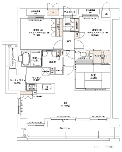 Floor: 3LDK + MC + U (2 ・ 3 floor 1LDK + 2SR + MC + U), the occupied area: 86.84 sq m, Price: 33,500,000 yen ~ 33,900,000 yen
