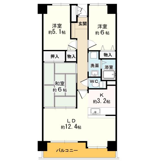 Floor plan. 3LDK, Price 15.8 million yen, Occupied area 66.43 sq m , Balcony area 7.76 sq m