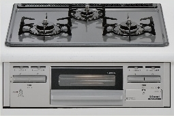 Kitchen.  [Enamel top gas stove] Cook top of the silver color of the sharp impression, Multi-functional high-performance. It is authentic cooking environment. (Same specifications)