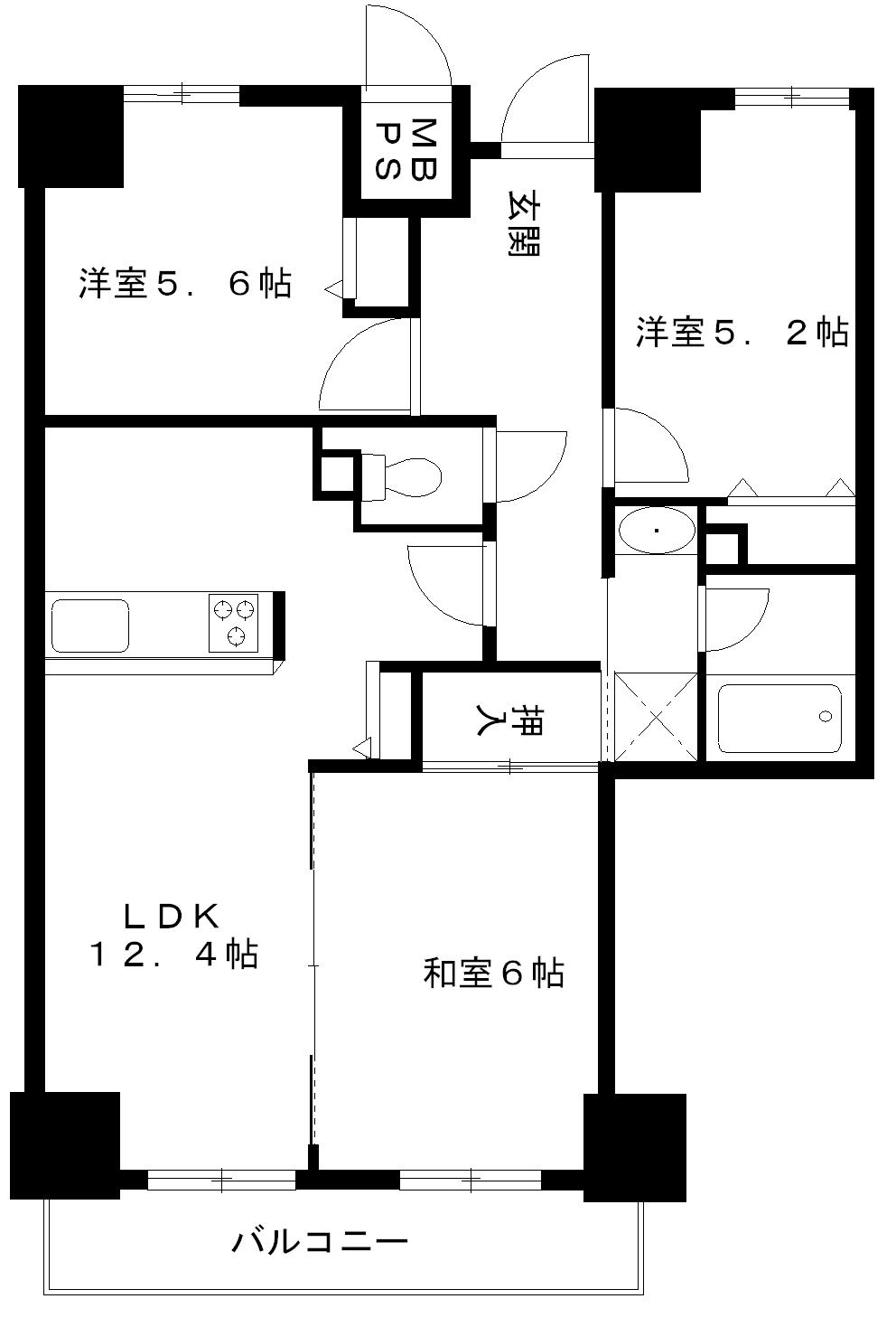 Floor plan. 3LDK, Price 16.8 million yen, Occupied area 65.58 sq m , Balcony area 5.93 sq m