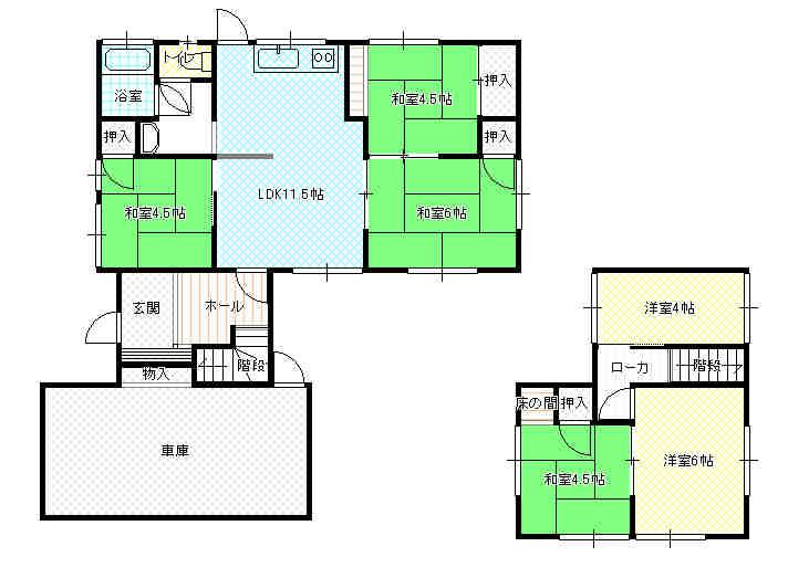 Floor plan. 7.3 million yen, 6LDK, Land area 227.86 sq m , Building area 121.28 sq m
