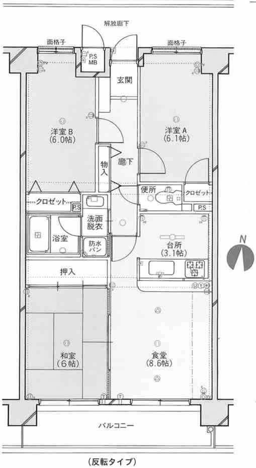 Floor plan. 3LDK, Price 7.8 million yen, Footprint 65.6 sq m , Balcony area 9 sq m