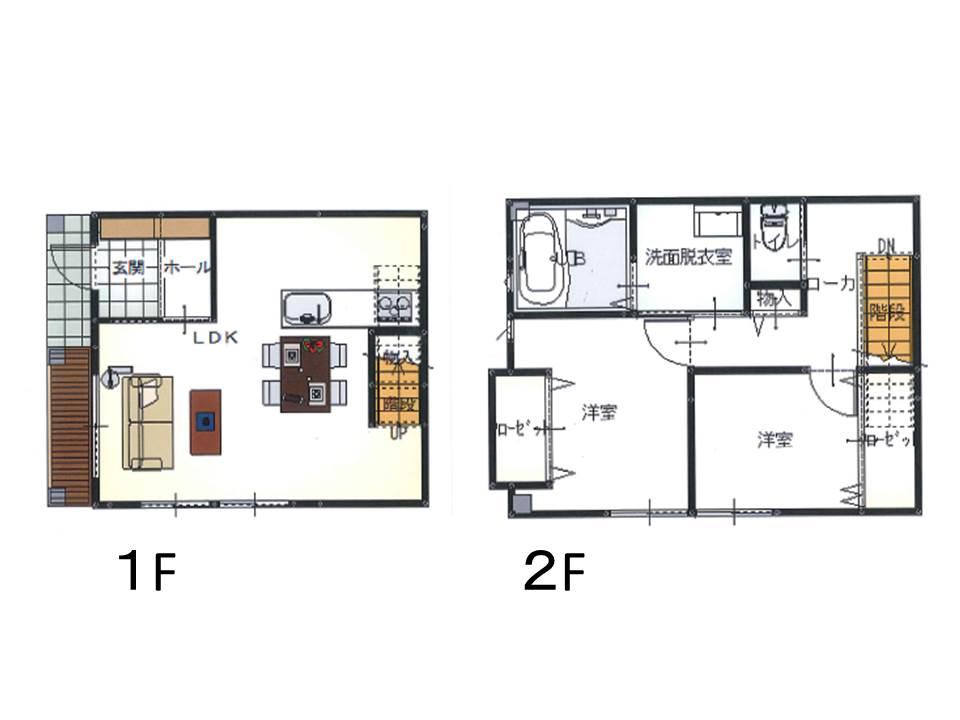 16.8 million yen, 2LDK, Land area 42.21 sq m , Compact floor plan of the building area 68.09 sq m 2LDK type! 