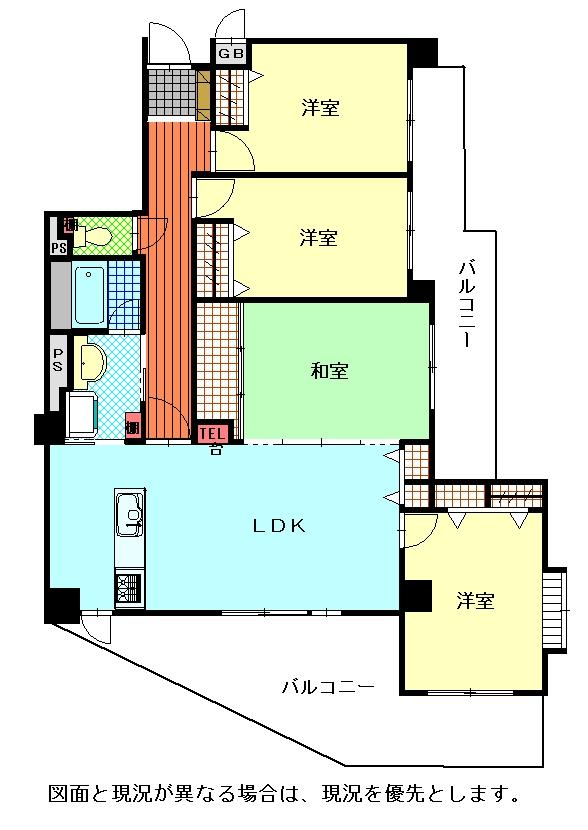 Floor plan. 4LDK, Price 24 million yen, Occupied area 92.02 sq m , Balcony area 32.04 sq m