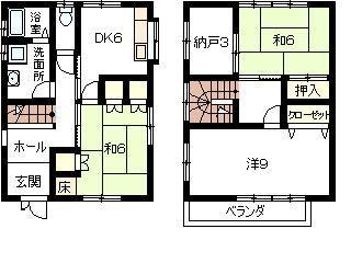 Floor plan. 17,900,000 yen, 3DK + S (storeroom), Land area 108.63 sq m , Building area 79.48 sq m