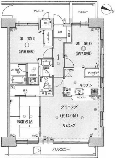 Floor plan. 3LDK, Price 18 million yen, Occupied area 81.39 sq m , Balcony area 13.84 sq m