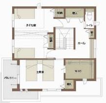 Floor plan. future, Was made nursery Considering that Majikiriru. Second floor of the hall as a family corner, By collecting things of a personal computer and books such as shared, Parent-child conversation becomes a family is something gather space also momentum with nature.