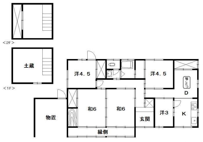 Floor plan. 5.8 million yen, 4DK + S (storeroom), Land area 360.33 sq m , Building area 98.74 sq m