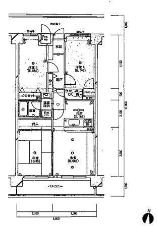 Floor plan. 3LDK, Price 9 million yen, Footprint 65.6 sq m , Balcony area 9 sq m