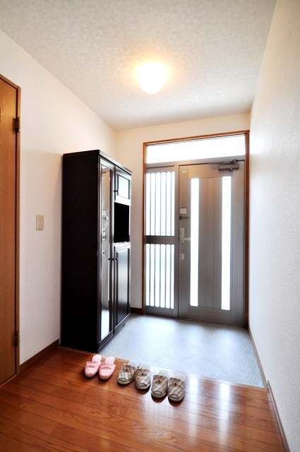 Entrance. Grooming also check with spacious clean shoebox with a foyer space mirror