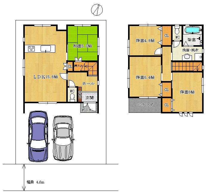 Floor plan. 23,900,000 yen, 4LDK, Land area 99.25 sq m , Building area 95.24 sq m