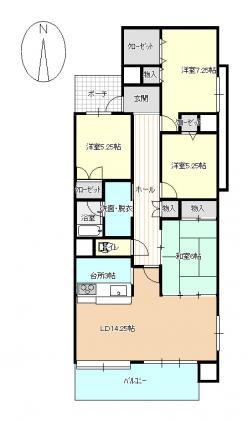 Floor plan. 4LDK, Price 19,800,000 yen, Occupied area 85.92 sq m , Balcony area 8.25 sq m