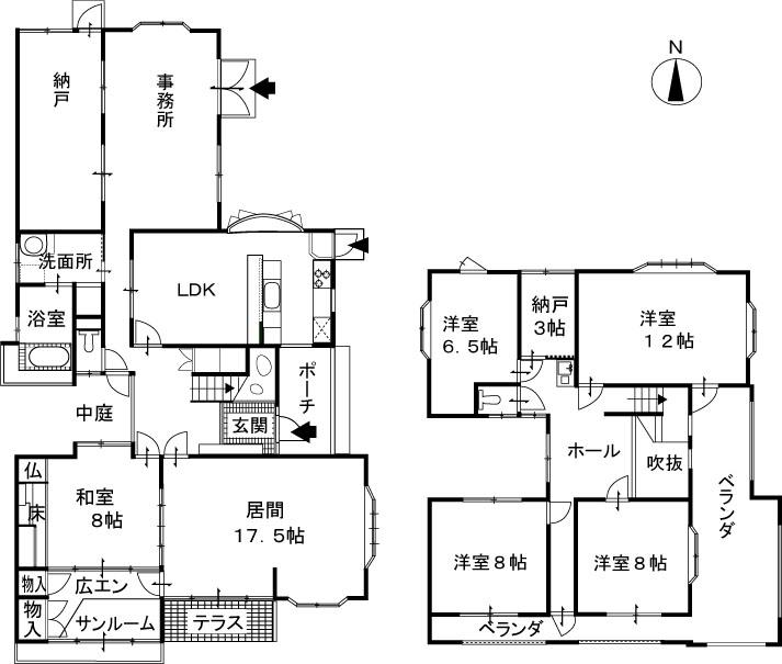 Floor plan. 45 million yen, 6LDK, Land area 427.26 sq m , Building area 235.4 sq m