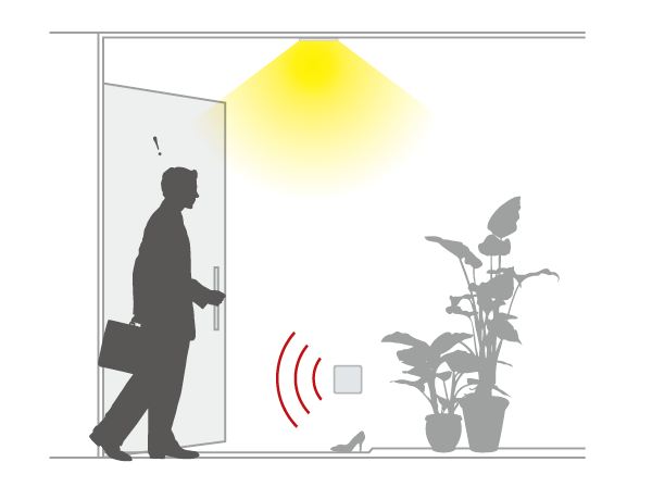 Interior.  [Motion sensors (entrance hall)] The entrance, Adopt a human sensor light to be lit by the human sign. Such as when you go home, Sumi not look for the switch, Also prevent a fall or the like in the darkness. (Conceptual diagram)