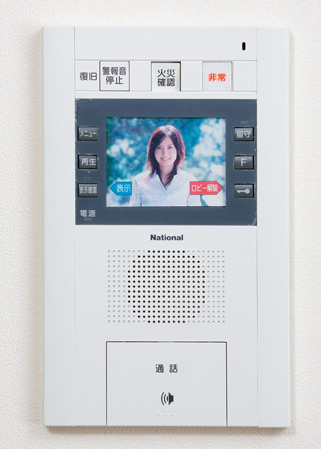 Security.  [Color TV monitor with security intercom] Check the visitor in the color monitor, Unlocking the auto lock of the entrance. It has adopted a hands-free type without a handset.