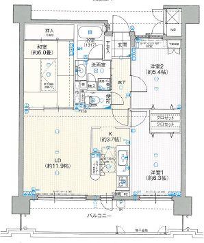 Floor plan. 3LDK, Price 18.3 million yen, Occupied area 67.44 sq m , Balcony area 15.59 sq m