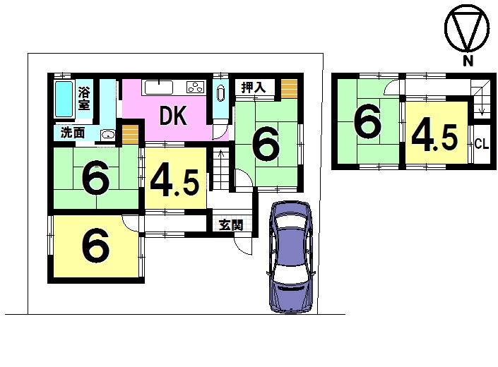 Floor plan. 6.5 million yen, 6DK, Land area 126.91 sq m , Building area 75.35 sq m