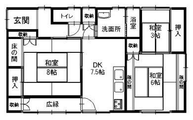 Floor plan. 8.5 million yen, 3DK, Land area 192.92 sq m , Building area 77.41 sq m