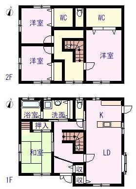 Floor plan. 28,700,000 yen, 4LDK + 2S (storeroom), Land area 186.11 sq m , Building area 137.5 sq m